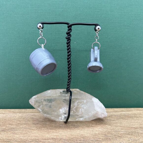 Upcycled Game Piece Earring-Hypoallergenic-Whimsy Dangle, Eco-Friendly,Handmade - Picture 2 of 7